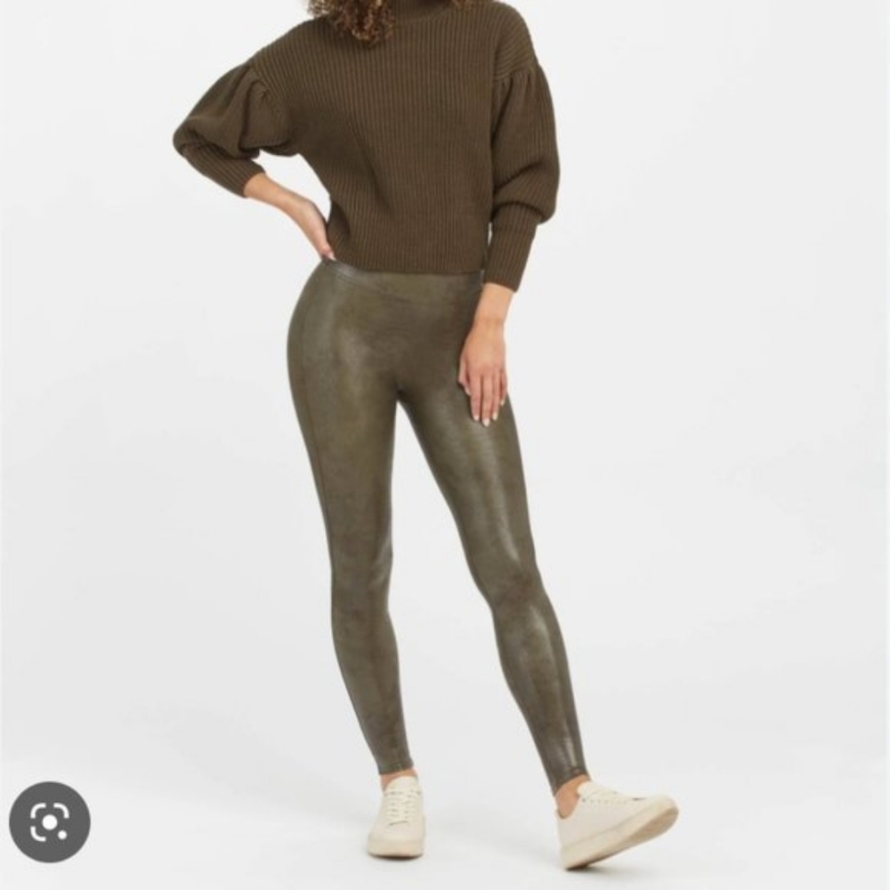 Spanx Olive Green Faux Leather Leggings